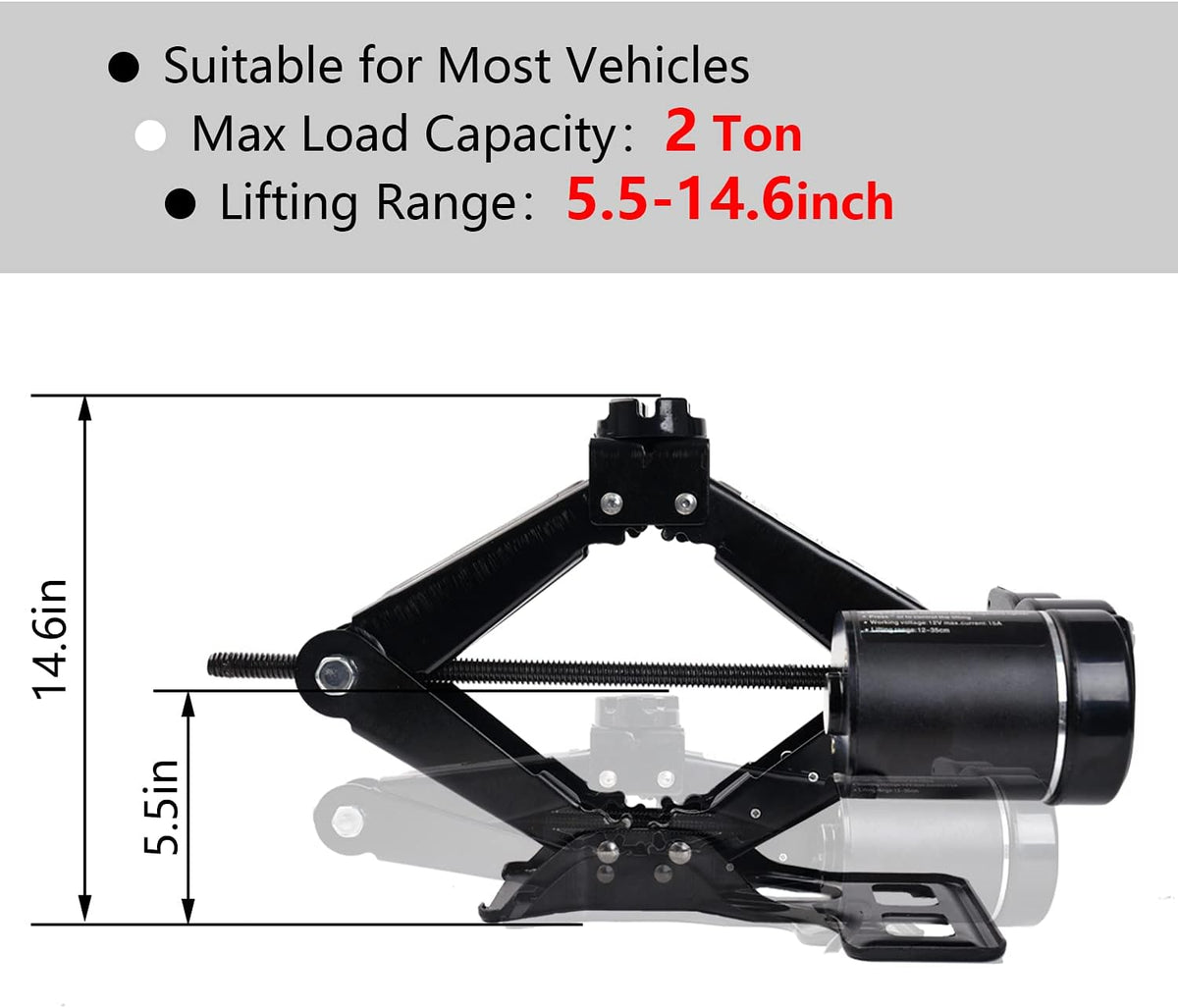2 Ton 12V Electric Car Jack Kit Black Pack of 2 M914347