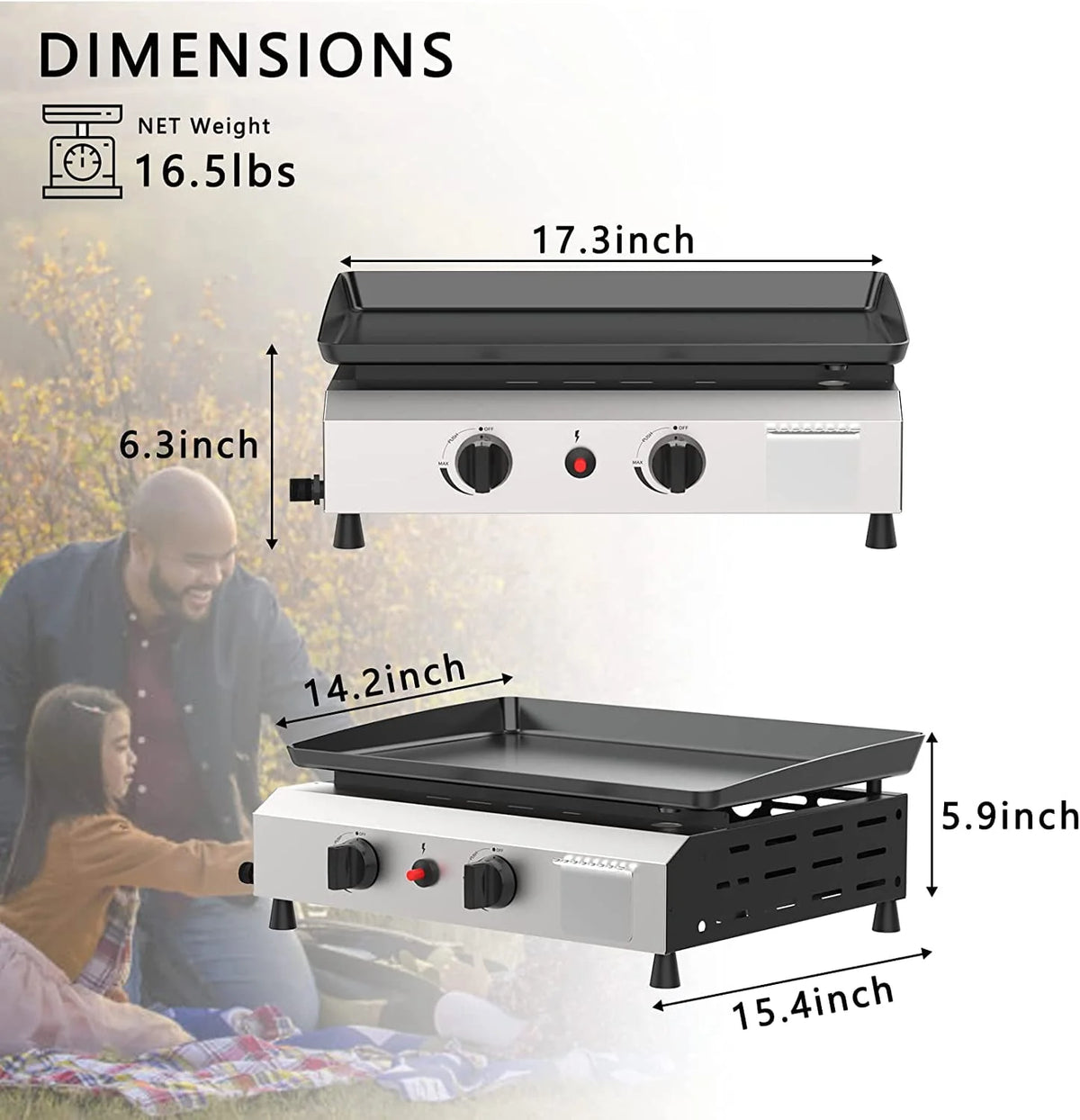 3 Burner Propane Gas Griddle with Side Shelves Z898