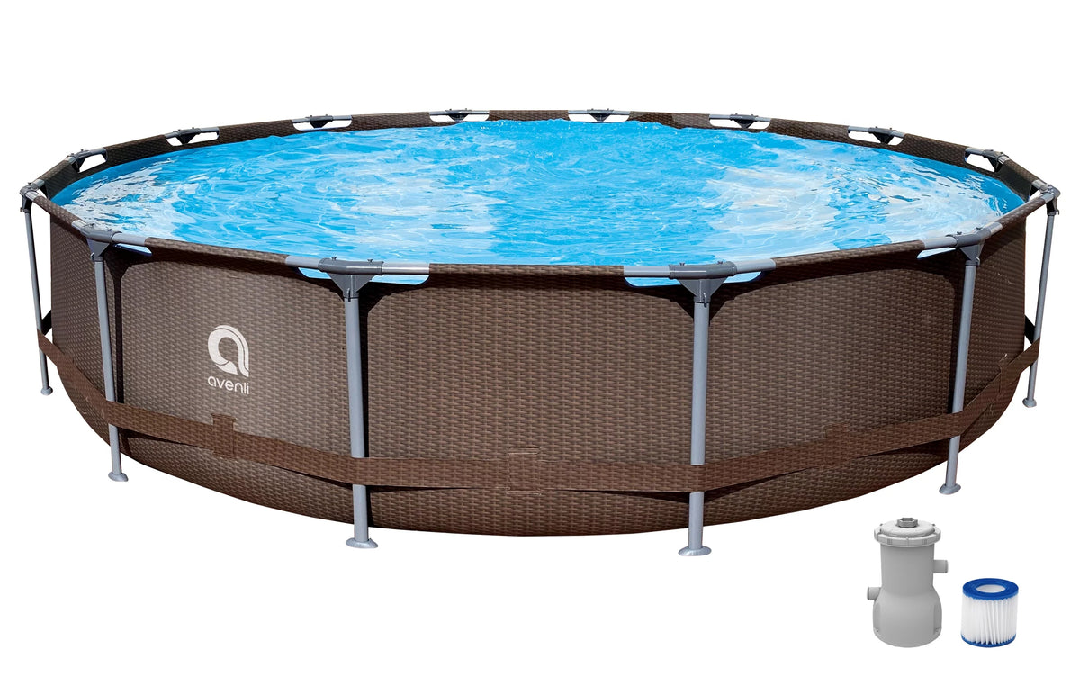 14ft x 33 Round Steel Frame Above-Ground Swimming Pool A778981