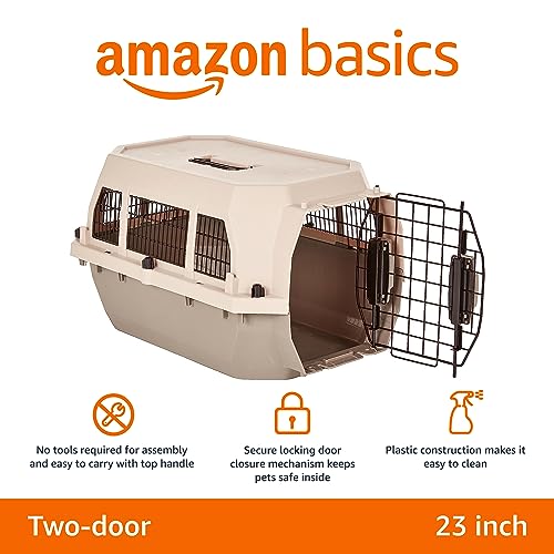 2-Door Top-Load Hard-Sided Pet Carrier, Gray & Blue, 22.8 x 15.0 x 13.0 inches I714191