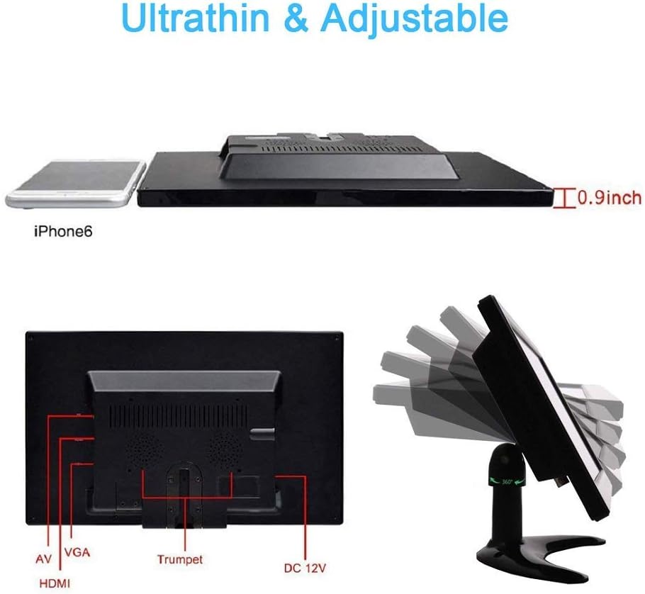 10.1" HD 1024x600 Portable LCD Monitor with HDMI AV VGA Port, Pack of 2 K95667