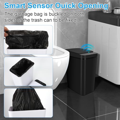 2 Pack 2.4 Gallon Black Touchless Trash Can R72025