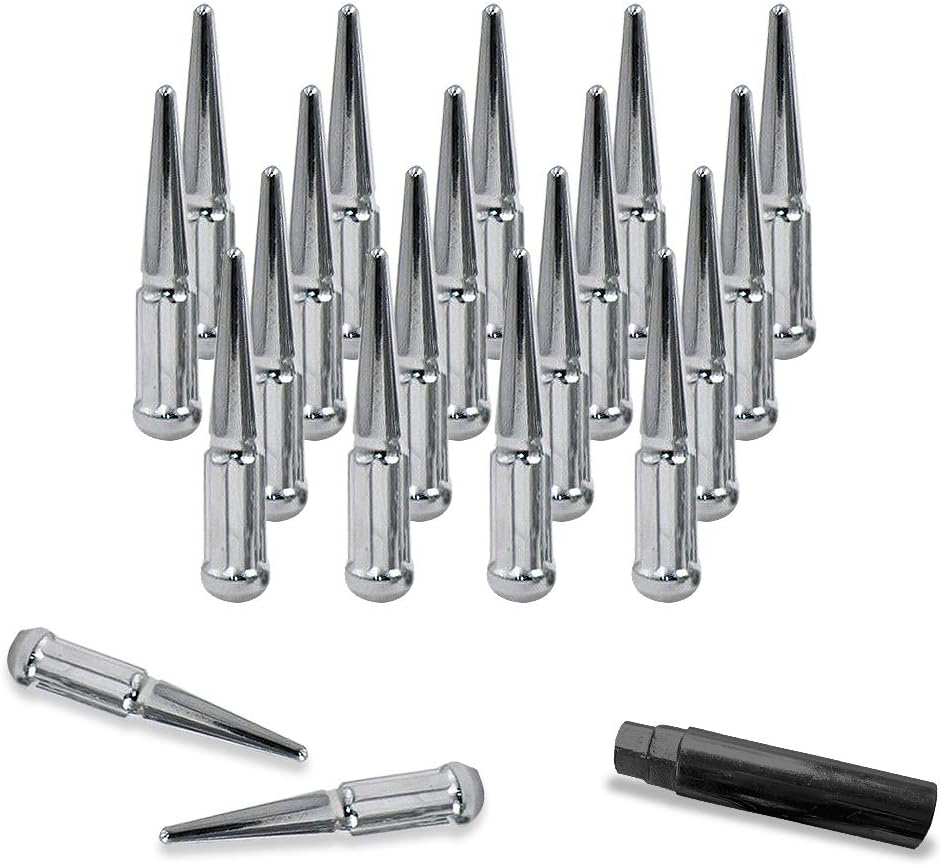 20pcs 7-Spline 14x1.5 Spike Wheel Lug Nuts M14-1.5 Conical Seat Solid Steel Black F849
