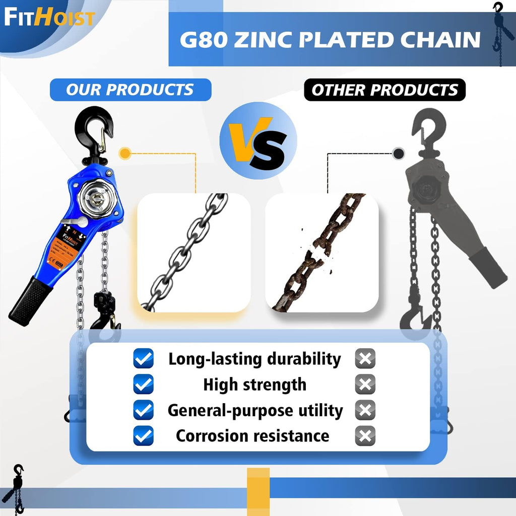 1650LBS 5FT Manual Lever Chain Hoist with 2 Hooks F425130