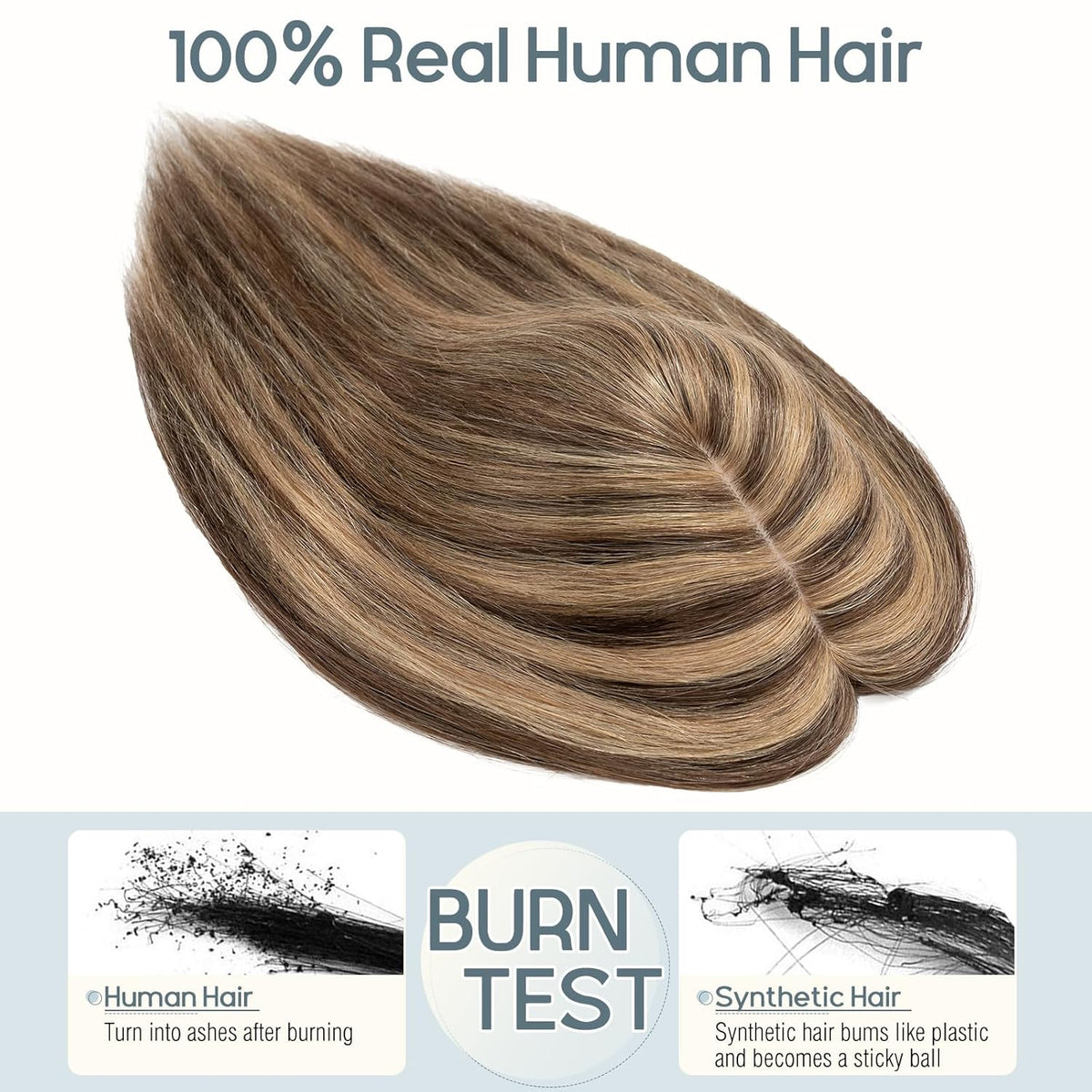 100% Real Human Hair Topper Silk Base Clip In Top Hairpieces 10 Inch 33g B1718