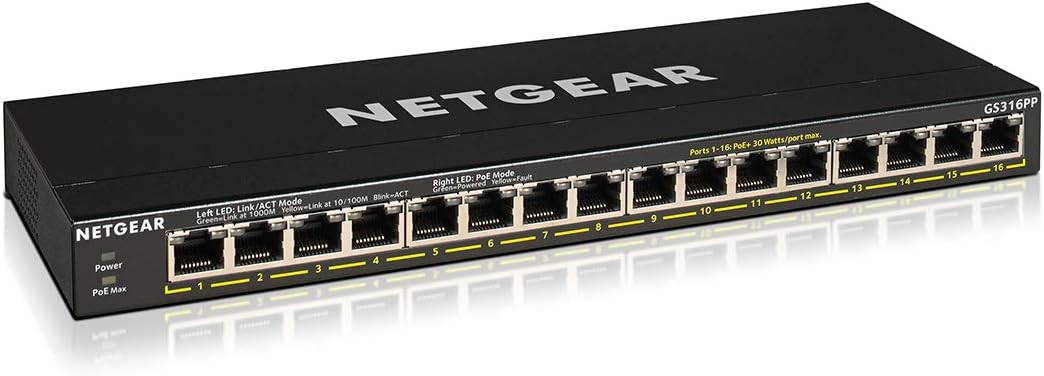 16-Port PoE Gigabit Ethernet Plus Switch with 15 x PoE+ @ 180W, 1 x 1G SFP Port B79277
