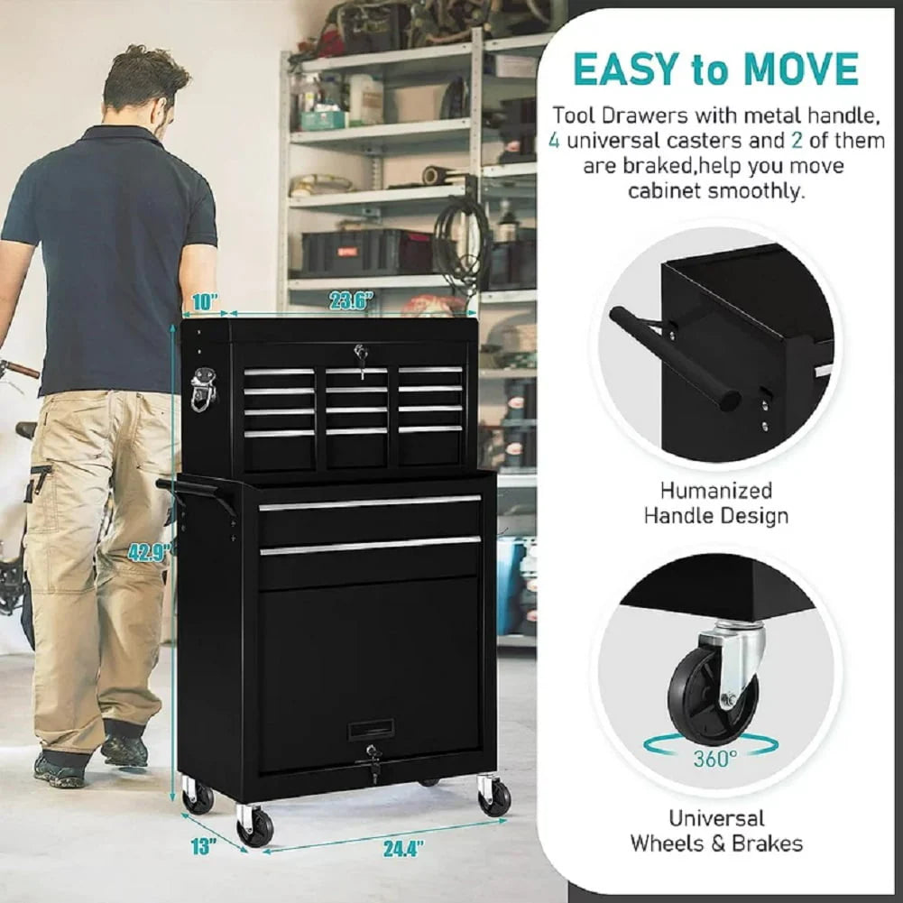 2-IN-1 8-Drawer Rolling Tool Chest & Cabinet P289