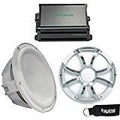 10" White Marine Subwoofers with Stainless Grills and 600-Watt Marine Amplifier N956227