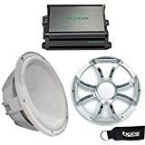 10" White Marine Subwoofers with Stainless Grills and 600-Watt Marine Amplifier N956227