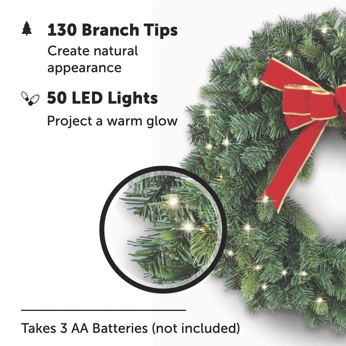 24” Pre-lit Christmas Wreath P773