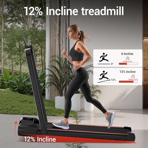 12% Incline Walking Pad Treadmill, 3-in-1 Folding Under Desk Treadmill, 2.5 HP Quiet Brushless, 300 LBS Capacity W57646