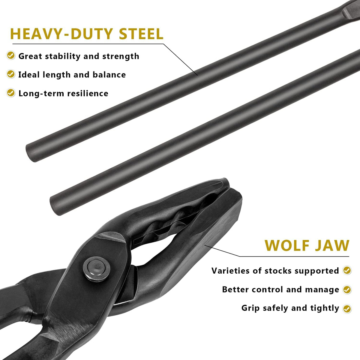 16” Wolf Jaw Tongs and Hammer Tool Set, Pack of 2 B312
