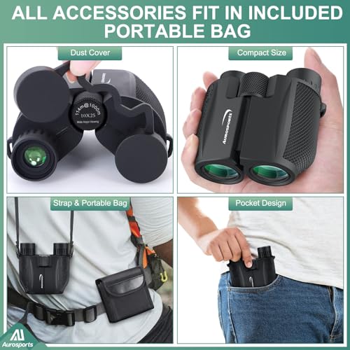 10x25 Folding Compact Binoculars D596
