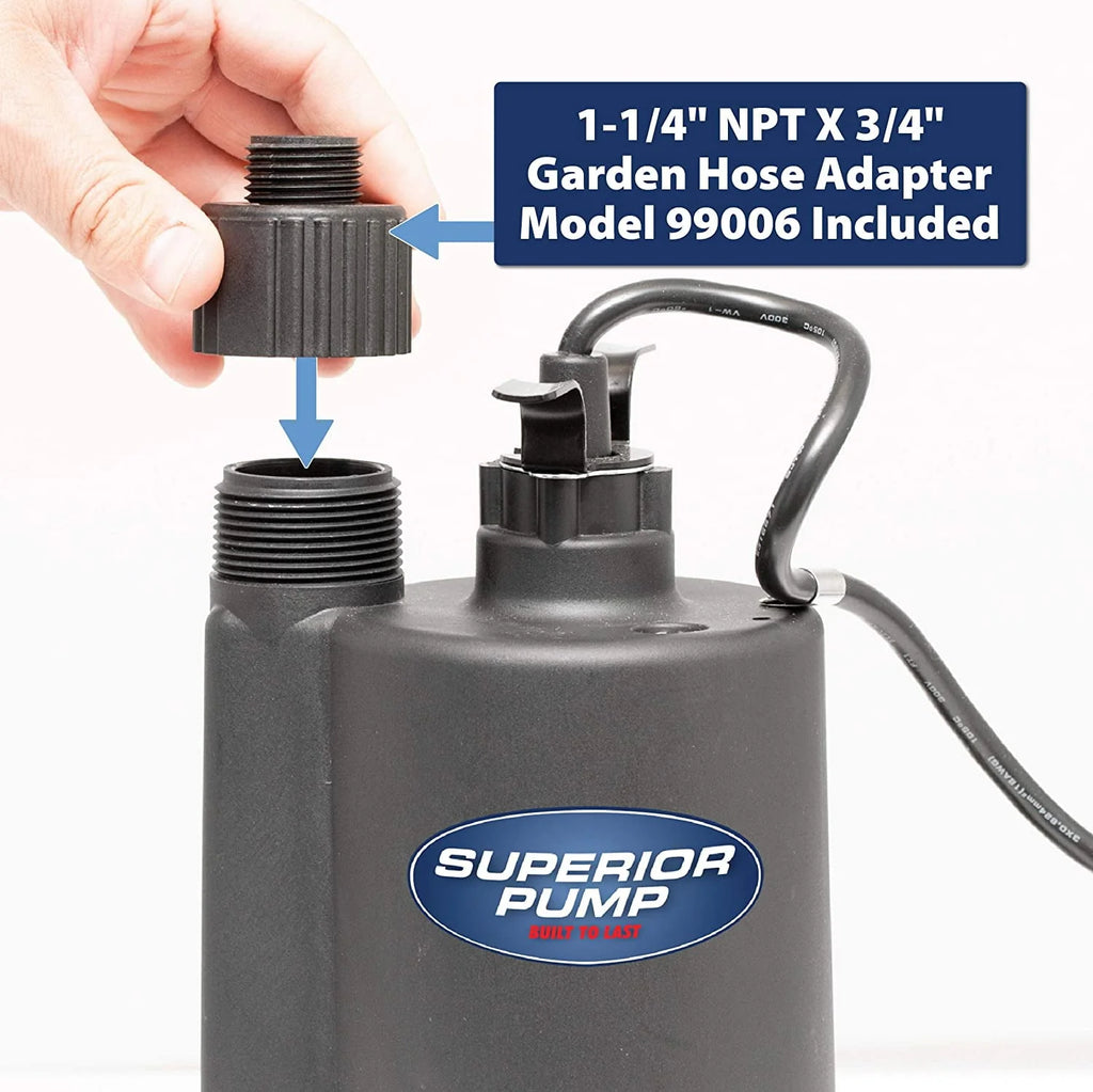 1/5 HP Thermoplastic Submersible Utility Pump with 10-Foot Cord T524