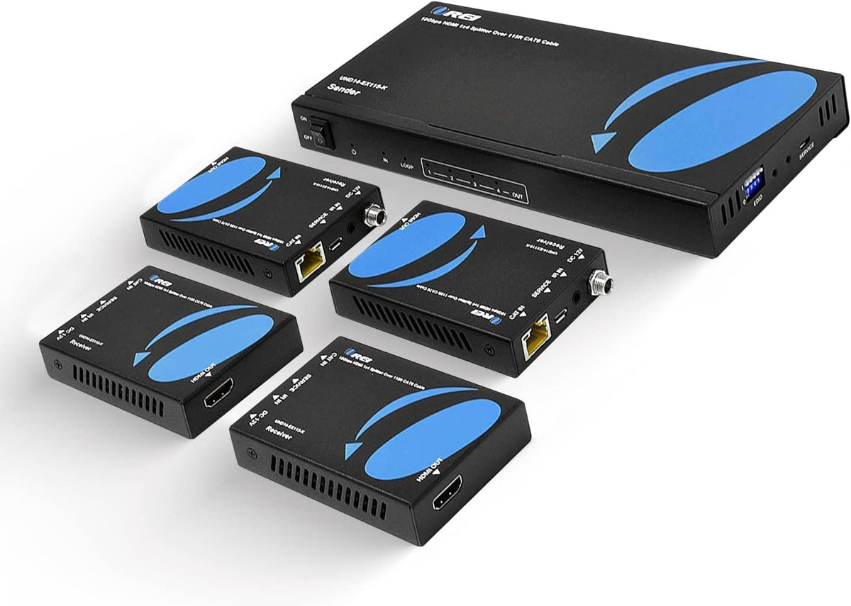 1x4 HDMI Extender Splitter 4K over Single Cable CAT6/7 4K@60Hz HDCP 2.2 with IR Remote EDID Management D277848