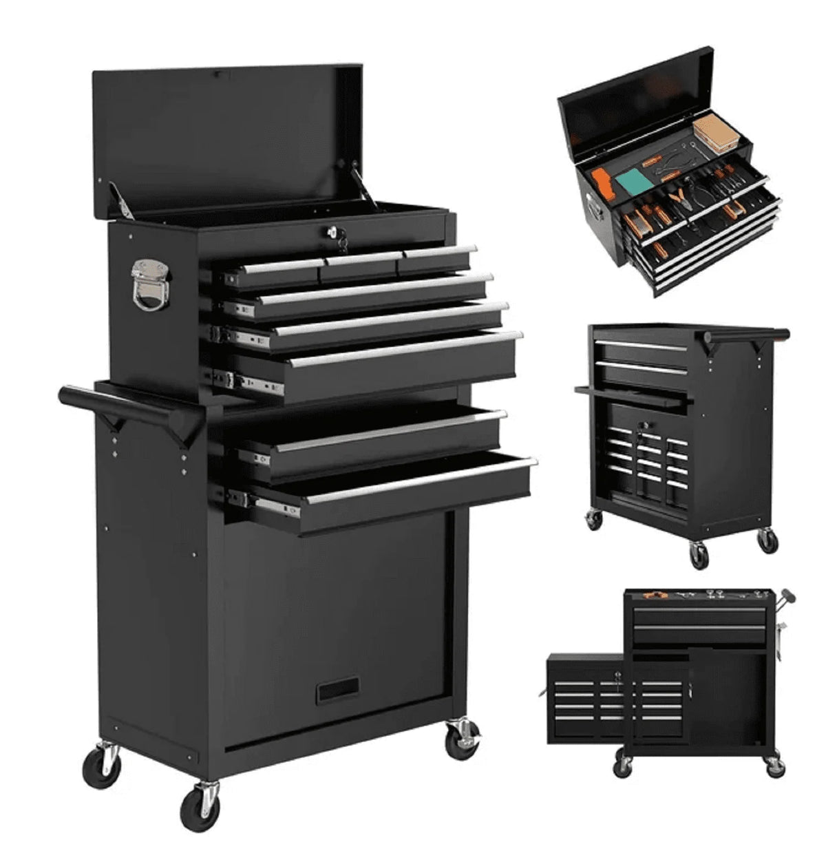 2-IN-1 8-Drawer Rolling Tool Chest & Cabinet P289
