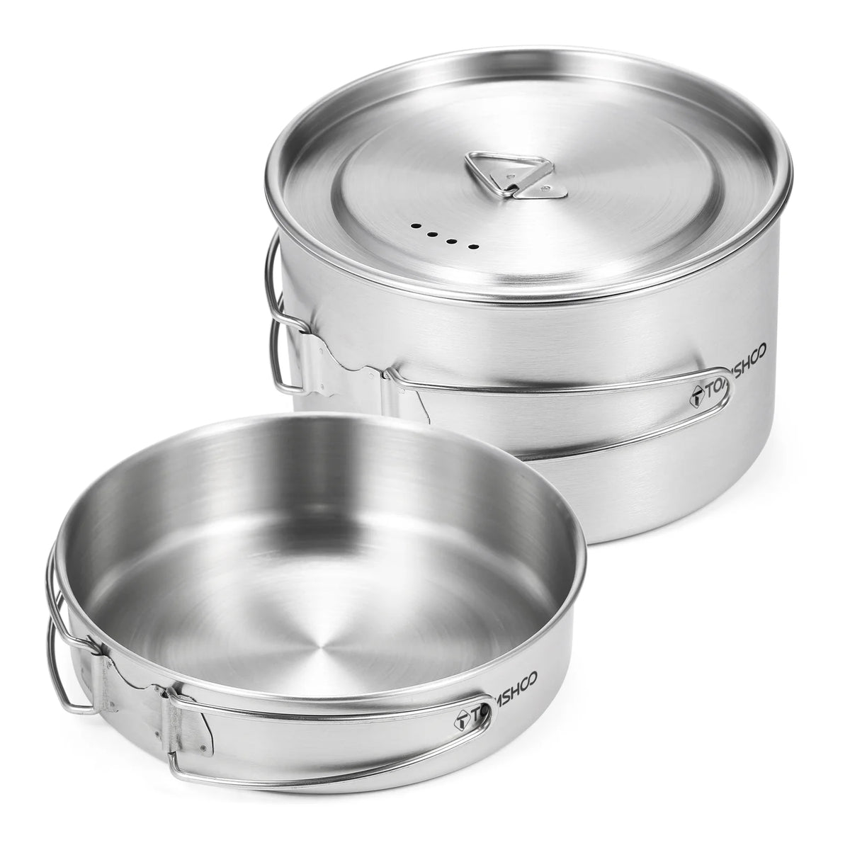 2pcs Stainless Steel Camping Cookware Set with Mesh Carry Bag B2700