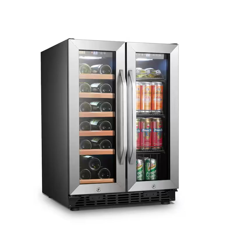18-Bottle 55-Can Dual Zone Stainless Steel Wine Refrigerator D55798