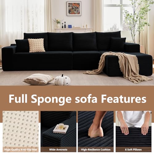 107" Modular Corduroy Sectional Sofa with Chaise Z7410