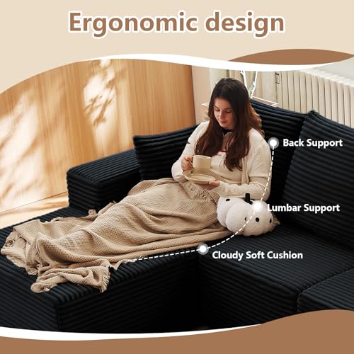 107" Modular Corduroy Sectional Sofa with Chaise Z7410