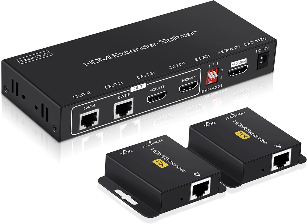 1X4 HDMI Extender Splitter 165ft 1080P@60Hz Over CAT 5e/6/7 Q910