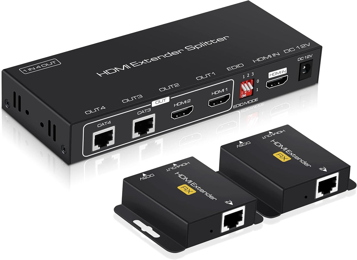 1X4 HDMI Extender Splitter 165ft 1080P@60Hz Over CAT 5e/6/7 Q910