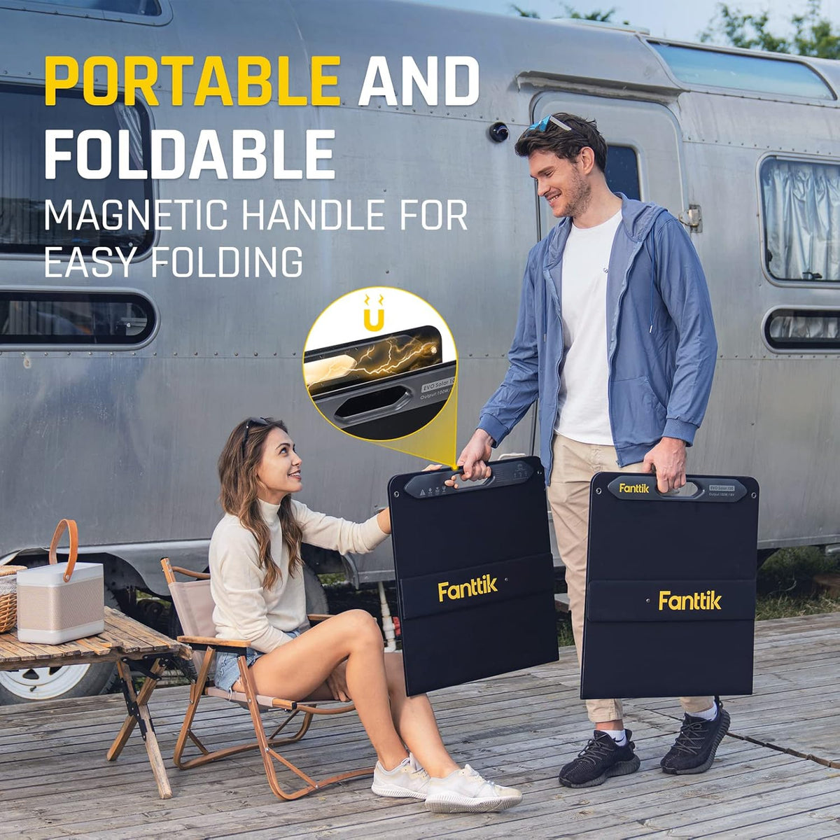 100W Portable Foldable Solar Panel Kit with Adjustable Kickstand U49435