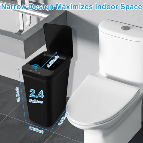 2 Pack 2.4 Gallon Black Touchless Trash Can R72025