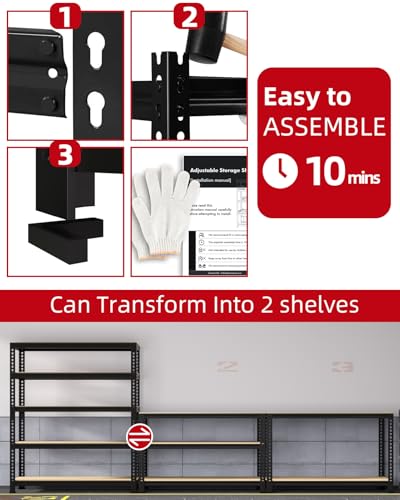 2 Pack 5 Tier Heavy Duty Adjustable Metal Storage Shelves H135259