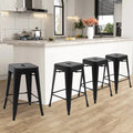 24 inch Black Metal Bar Stools Set of 4 X41386