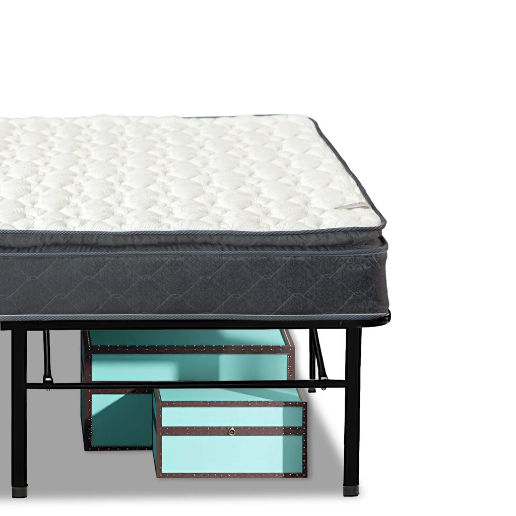 10-Inch Medium Pillow Top Hybrid Mattress and 14 Metal Platform Bed King O258