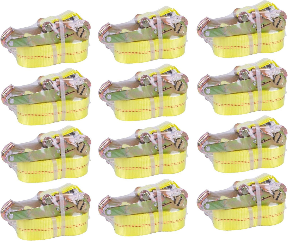 12 Pack Heavy Duty Ratchet Tie Down Straps with Aluminum Handle C917854