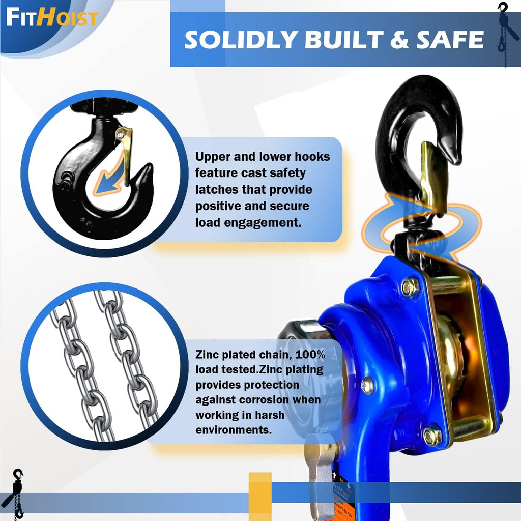 1650LBS 5FT Manual Lever Chain Hoist with 2 Hooks F425130