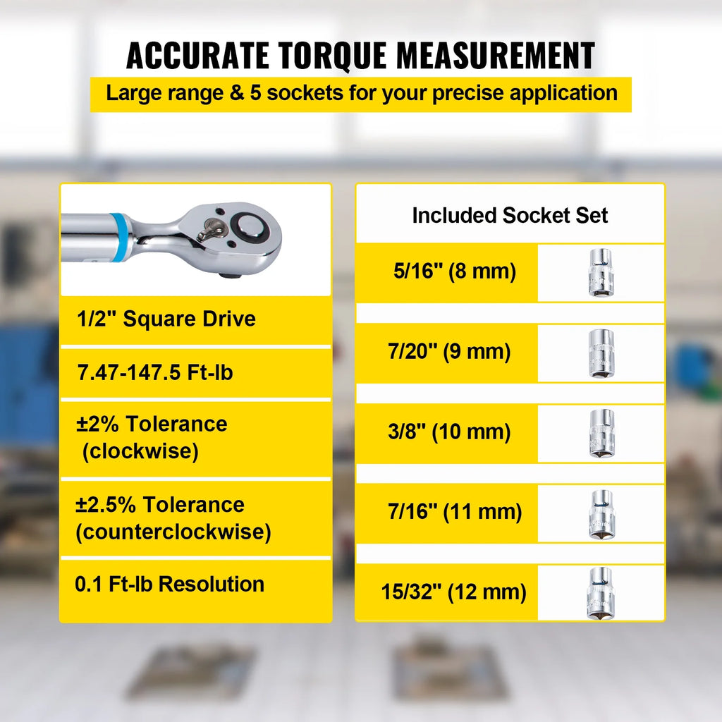 1/2" Drive Digital Torque Wrench with LED Display and Case W6928
