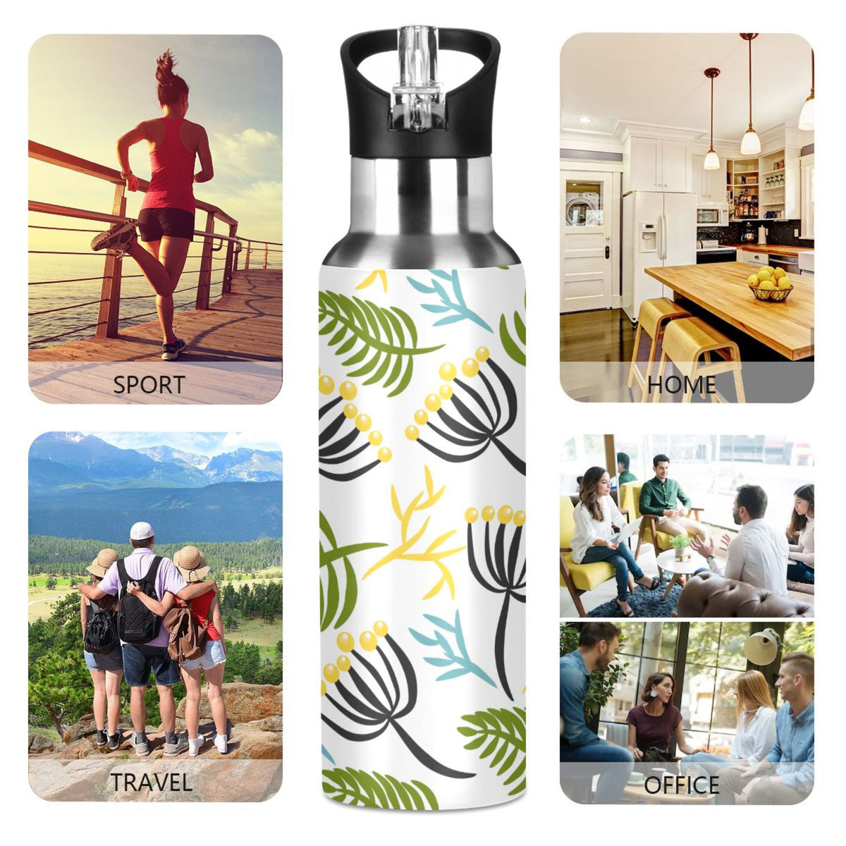 20 oz Insulated Stainless Steel Water Bottle with Straw Lid J2580