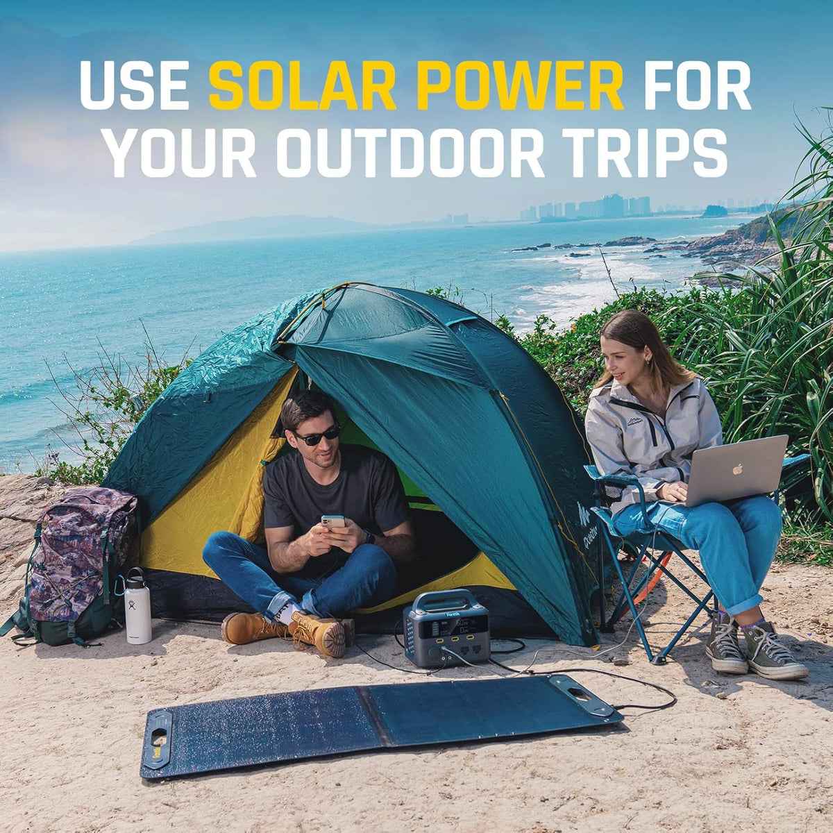 100W Portable Foldable Solar Panel Kit with Adjustable Kickstand U49435