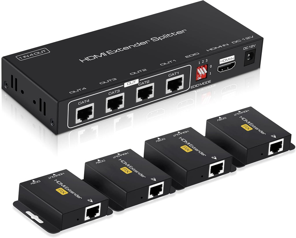 1X4 HDMI Extender Splitter 165ft 1080P@60Hz Over CAT 5e/6/7 Q910