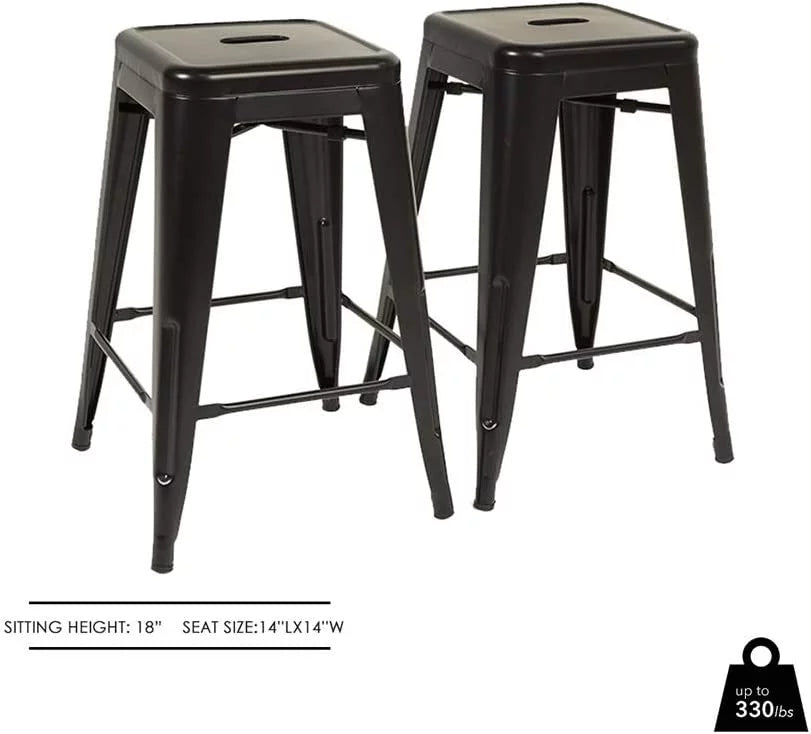 24 inch Black Metal Bar Stools Set of 4 X41386