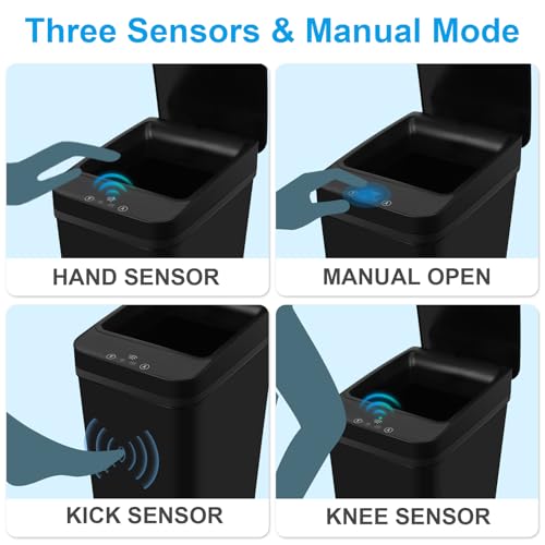 2 Pack 2.4 Gallon Black Touchless Trash Can R72025