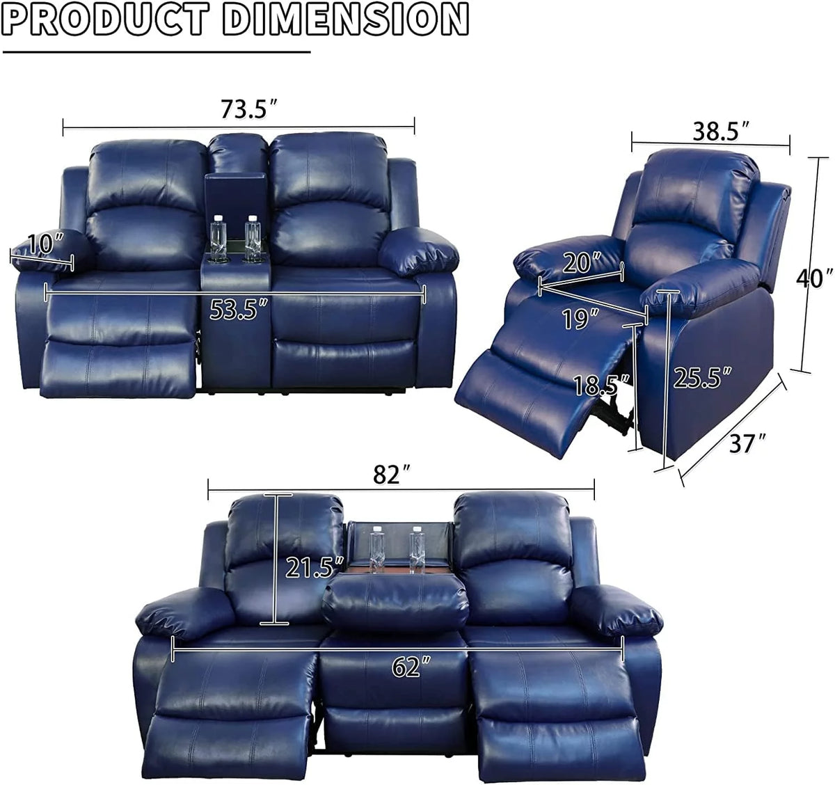2 Piece Manual Recliner Sofa Couch N74823