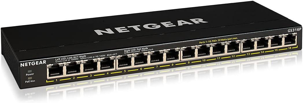 16-Port PoE Gigabit Ethernet Plus Switch with 15 x PoE+ @ 180W, 1 x 1G SFP Port B79277