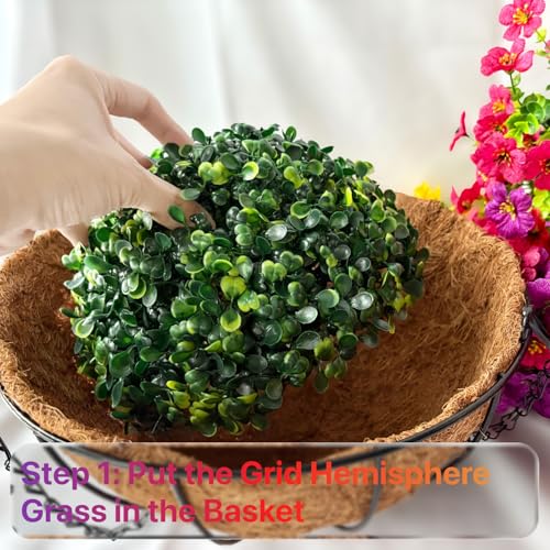 2 Sets Outdoor Artificial Flowers with 12" Hanging Basket, 24 Bunches of Faux Flowers with 2 Hanging Planters Yellow Orange Y3541