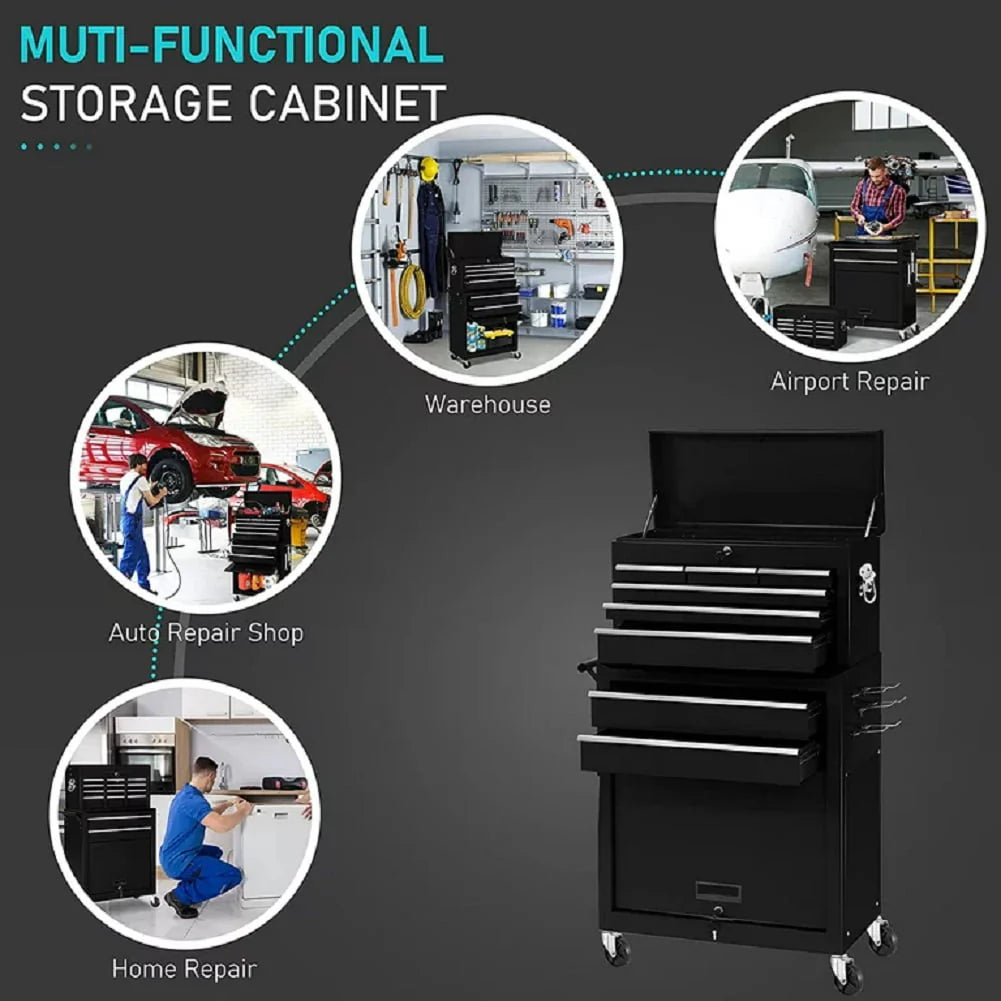 2-IN-1 8-Drawer Rolling Tool Chest & Cabinet P289