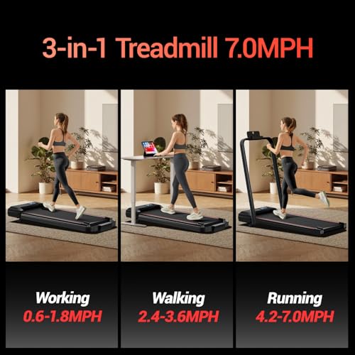 12% Incline Walking Pad Treadmill, 3-in-1 Folding Under Desk Treadmill, 2.5 HP Quiet Brushless, 300 LBS Capacity W57646