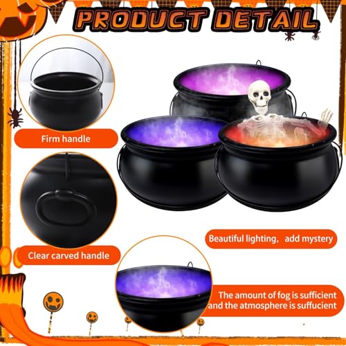 12" Large Black Witches Cauldron Diffuser with LED Light Mist Fogger L963