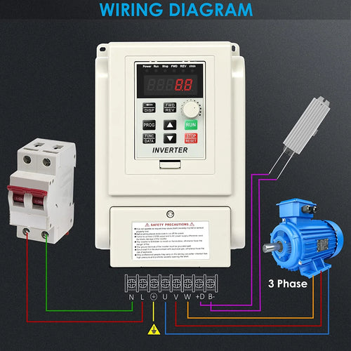 1.5kw 2HP 8A VFD Inverter Single Phase to 3 Phase Frequency Converter N9969