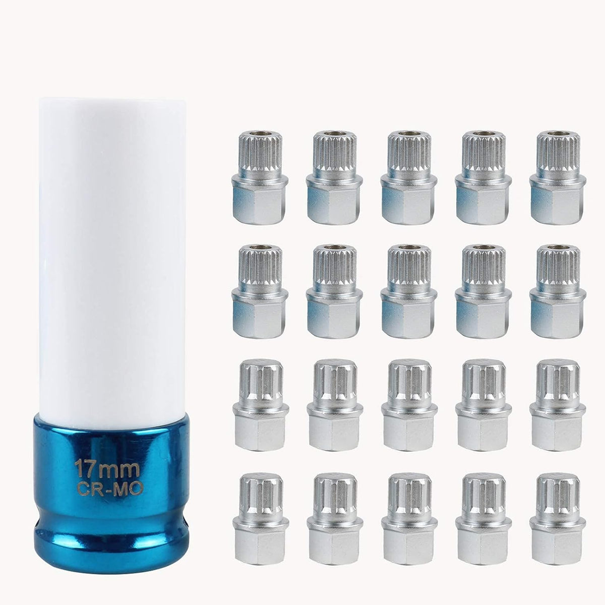 21pcs Wheel Lock Lug Nut Removal Kit with 1/2 inch Socket Adapter I571953