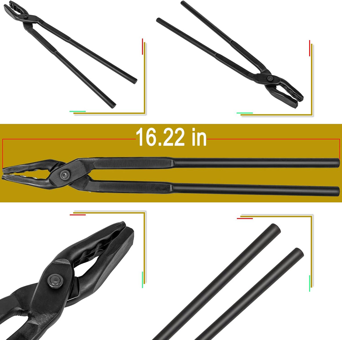 16” Wolf Jaw Tongs and Hammer Tool Set, Pack of 2 B312
