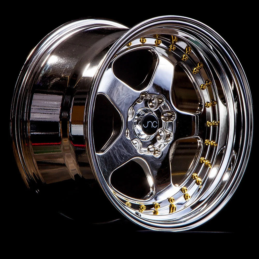 15x8 inch Single Wheel Only 15" Platinum Gold Rivet Rim 4x100/4x114.3 K274096