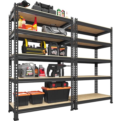 2 Pack 5 Tier Heavy Duty Adjustable Metal Storage Shelves H135259
